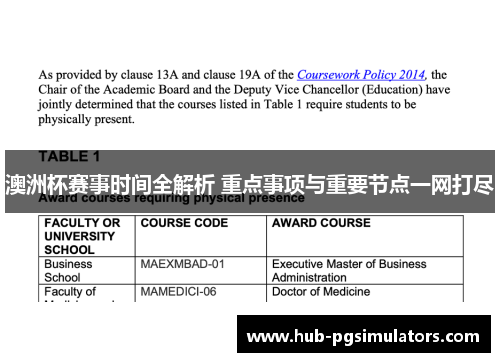 澳洲杯赛事时间全解析 重点事项与重要节点一网打尽